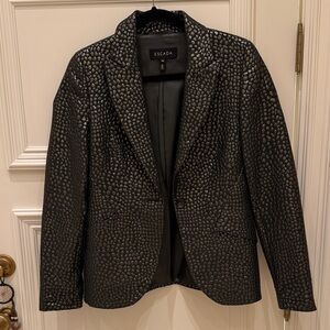 Escada Metallic Dark Green Textured Blazer